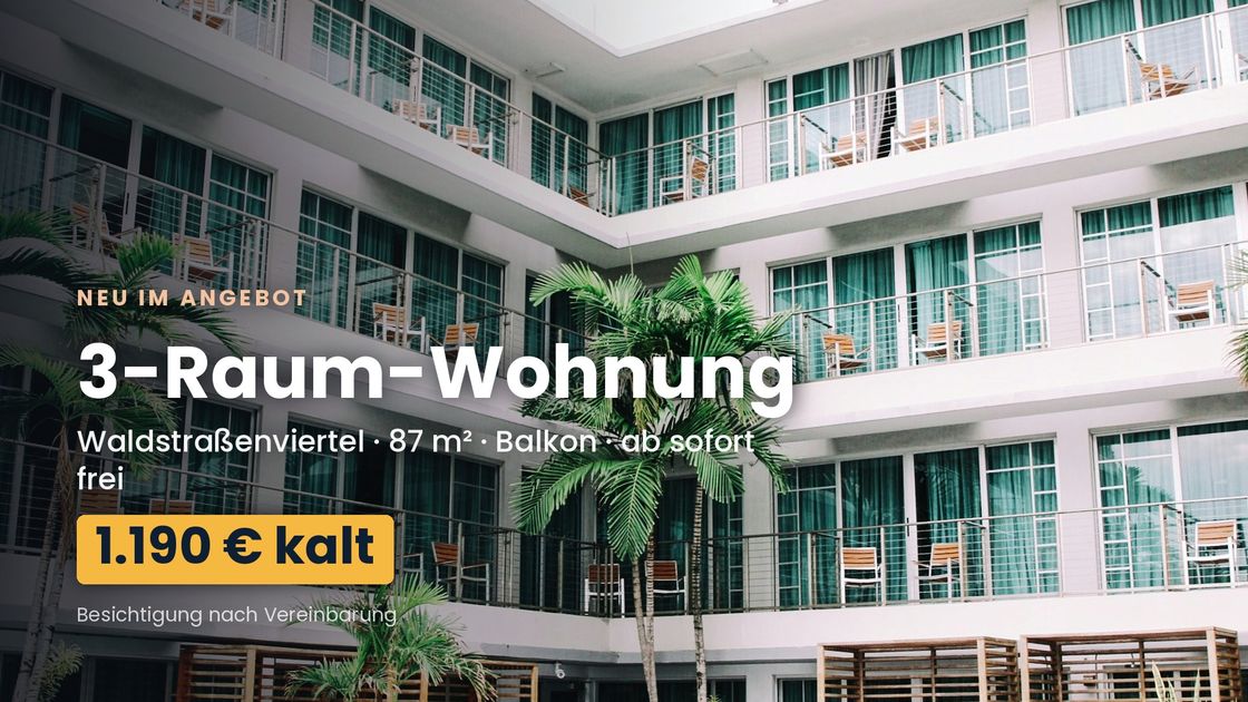 Digitale Anzeige eines Immobilienbüros mit Wohnungsangebot